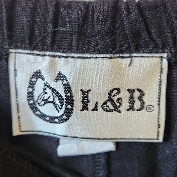 L & B women's black tiered ruffled crochet wide leg cropped pants women's size M - Picture 8 of 9